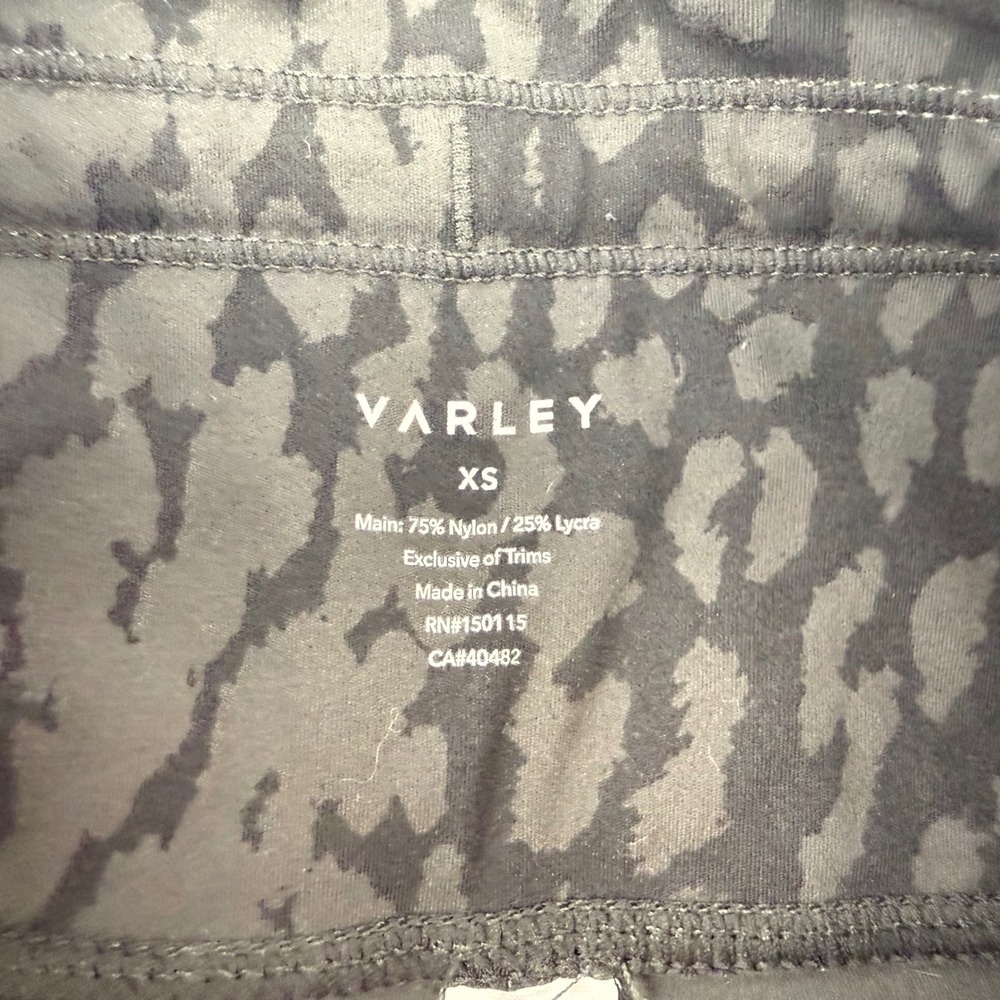 Varley Womens XS High Rise Leopard Print Athletic Leggings Black Grey Pockets - Picture 4 of 12